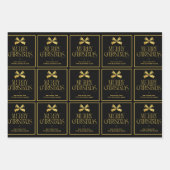 Gold & Black Bow Business Company Name Christmas Inpakpapier Vel (Voorkant 3)