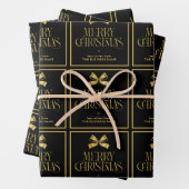 Gold & Black Bow Business Company Name Christmas Inpakpapier Vel (In situ)