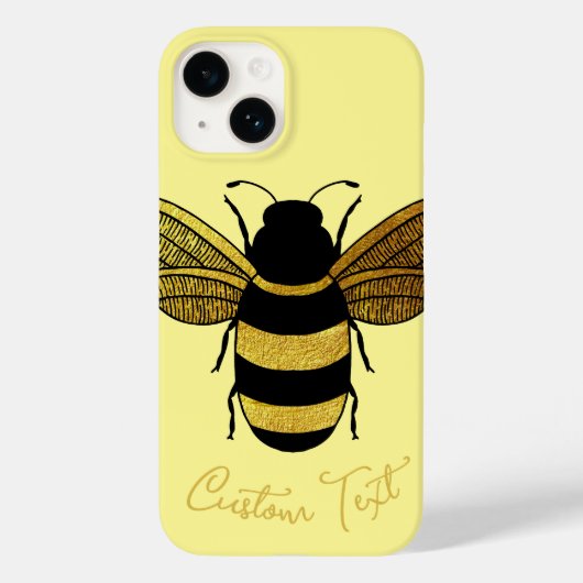 GOLD BLACK BUMBLEBEE CALLIGRAPHY TEKST SHINY BEE Case-Mate iPhone CASE (Achterkant)