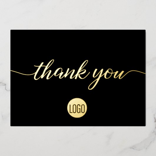 Gold Black Business Elegant Thank you  Folie Feestdagenkaart (Voorkant)