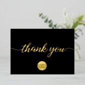 Gold Black Business Elegant Thank you  Folie Feestdagenkaart (Staand Voorkant)