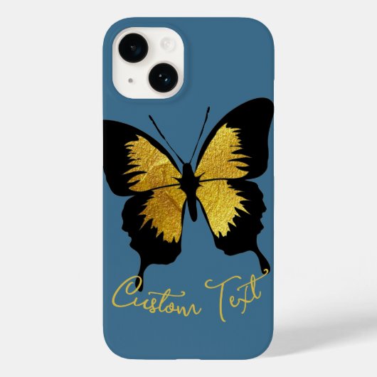 GOLD BLACK BUTTERFLES CUSTOM SCRIPT TEKST DENIM BL Case-Mate iPhone CASE (Achterkant)
