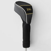 Gold Black Carbon Look Monogrammed Golfheadcover (Schuin)