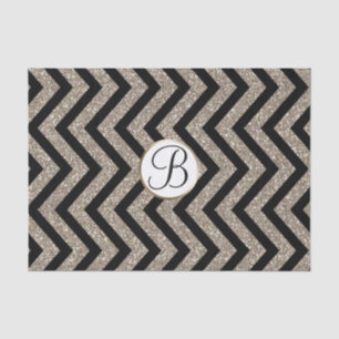 Gold Black Chevron Print Monogram Letter-Initiaal Tissuepapier