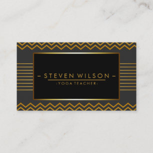 Gold Black Chevron Yoga Holistic Massage Visitekaartje