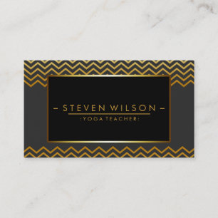Gold Black Chevron Yoga Holistic Massage Visitekaartje
