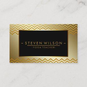Gold Black Chevron Yoga Holistic Massage Visitekaartje