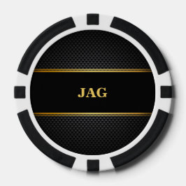 Gold Black Classic Monogrammed Groomsman Poker Chips