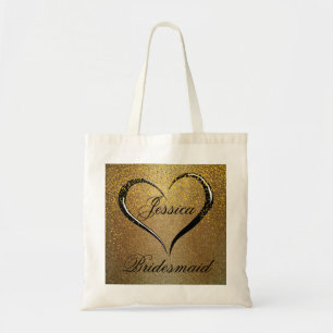 Gold Black Confetti Heart Wedding Welkom Canvas ta Tote Bag