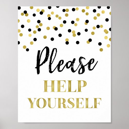Gold Black Confetti Help uzelf Poster (Voorkant)