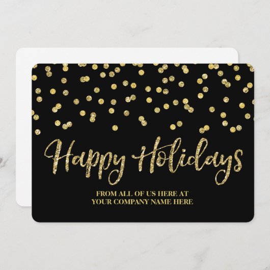 Gold Black Confetti-kerstkaarten Feestdagenkaart (Voorkant / Achterkant)