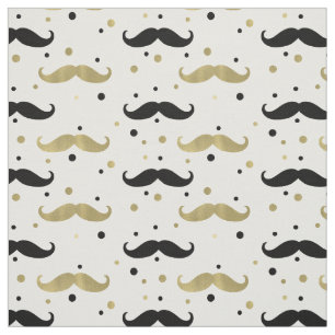 Gold Black Confetti Mustaches Stof