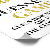 Gold Black Confetti Snoep Guting Game Sign Poster (Hoek)