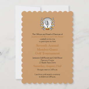 Gold Black Corporate Golf Tournament Invitation Kaart