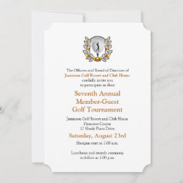 Gold Black Corporate Golf Tournament Invitation Kaart