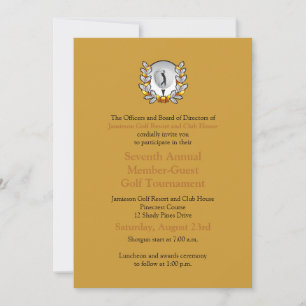 Gold Black Corporate Golf Tournament Invitation Kaart
