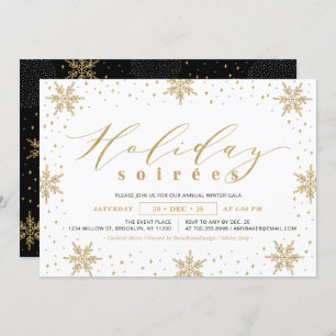 Gold & Black Corporate Holiday Soiree Party Kaart