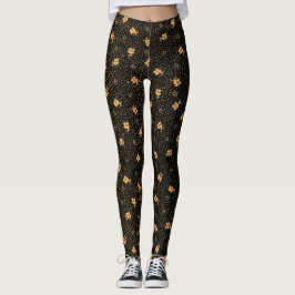 Gold Black Cover Pattern-Leggings Leggings