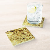 Gold Black Crinkle  Glazen Onderzetter (Schuin)