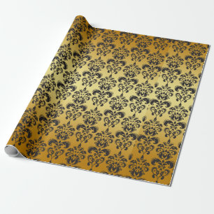 Gold Black  Damask Patroon 2 Cadeaupapier
