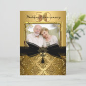 Gold Black Damask Photo Invitation du 50e annivers (Debout devant)