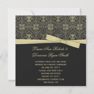  Gold Black Damask Post Wedd Kaart