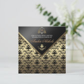 Gold & Black Damask Sweet 16 Invitation (Debout devant)
