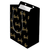 Gold Black "Derty" 30-jarige feestdag Glitter Medium Cadeauzakje (Achterkant Gekanteld)