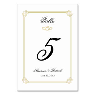Gold & Black Destination Irlande Numéro de table