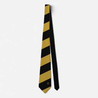Gold Black Diagonal Stripes Monogram Stropdas