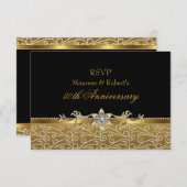 Gold & Black Diamond 50e anniversaire RSVP (Devant / Derrière)
