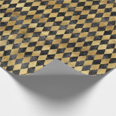 Gold Black Diamond Pattern  Cadeaupapier (Hoek)