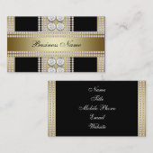 Gold Black Diamonds Carte de visite noir (Devant / Derrière)