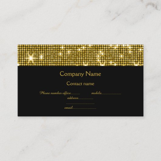 GOLD BLACK DISCO THÈME SPARKLE CARTE DE VISITE (Devant)