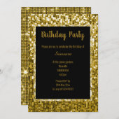 GOLD BLACK DISCO THEME SUPER SPARKLE BIRTHDAY BLK KAART (Voorkant / Achterkant)