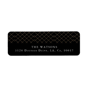 Gold Black Elegance Diamond Geo Deco Wedding Etiket