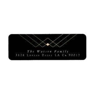Gold Black Elegance Diamond Geo Deco Wedding Etiket