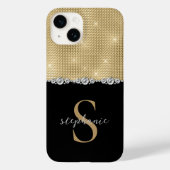 Gold Black Elegant Diamonds Monogram Luxe Case-Mate iPhone Case (Achterkant)