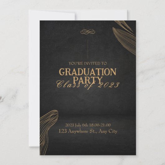 Gold Black Elegant Graduance Party Invitation Kaart (Voorkant)