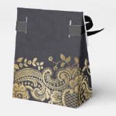 Gold Black elegant  lace bruiloft Bedankdoosjes (Achterkant)