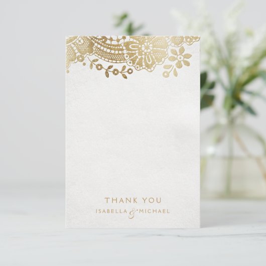 Gold Black elegant  lace bruiloft bedankt (Staand voorkant)