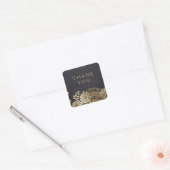 Gold Black elegant lace bruiloft Vierkante Sticker (Envelop)