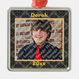 Gold Black en Grey Damask Keepomwille Ornament