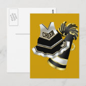 Gold Black en White Cheerleader Briefkaart (Voorkant / Achterkant)