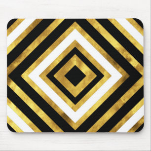 Gold Black en White Waterverf Diamond Muismat