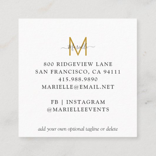 Gold Black Event Planner Visitekaartje (Achterkant)
