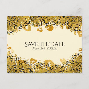 Gold & Black Exotic Oerwoud Cheetah Save the Date Aankondigingskaart