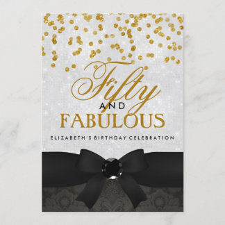 Gold & Black Fabulous 50e anniversaire Invitation