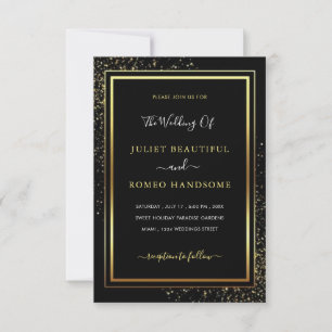Gold Black Faire-part de mariage Votre police et v