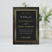 Gold Black Faire-part de mariage Votre police ou v (Debout devant)